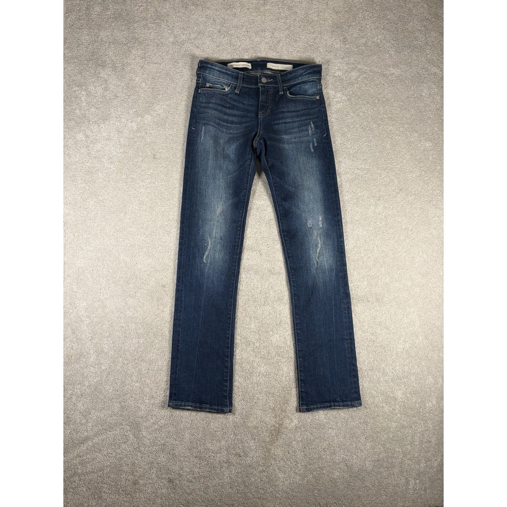 Anthropologie Pilcro Parallel Straight Leg Jeans Med Wash Low Rise 26 Selvedge
